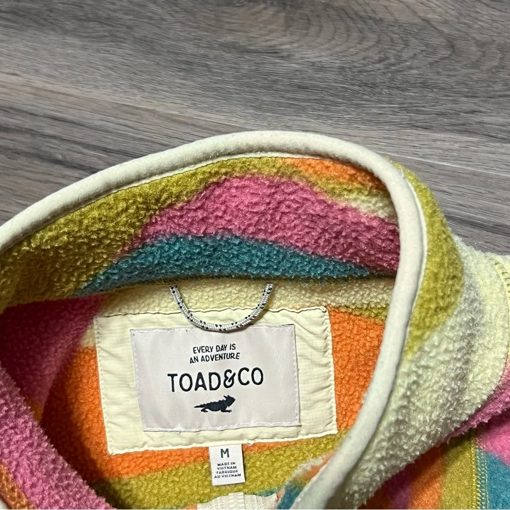 Toad & Co Medium Campo Fleece Vest Pink Green Half Zip Pockets Hike Outdoor Gorp - Picture 3 of 7